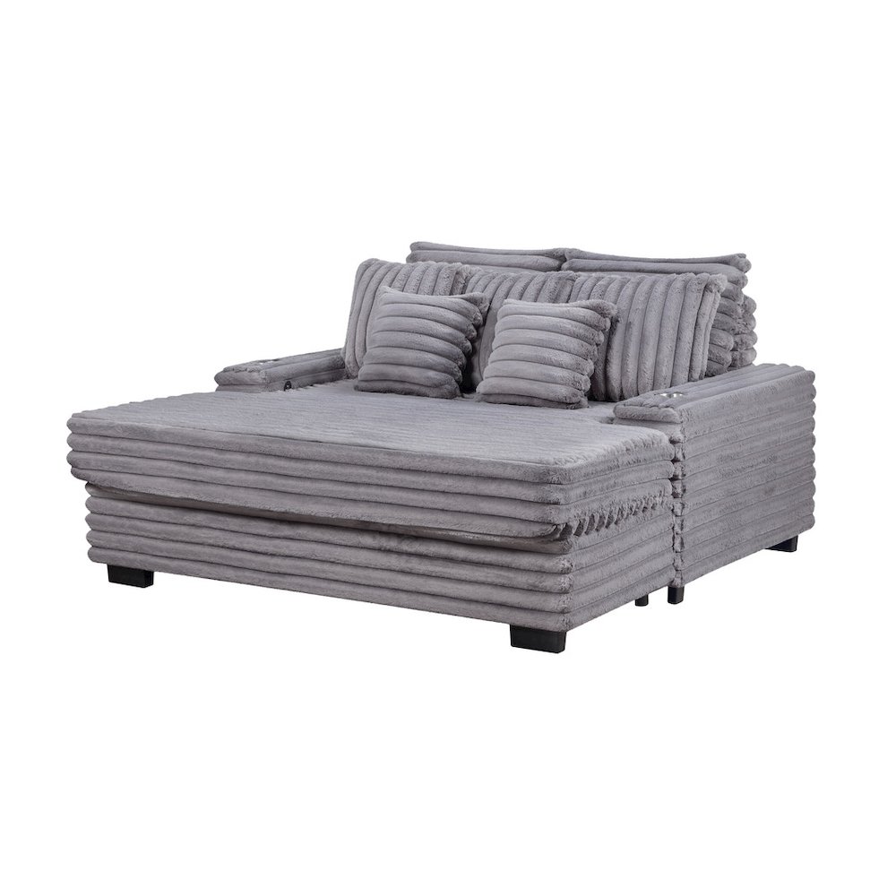 Symphony 67″W Gray Corduroy Oversized Sofa Chaise Lounge Chair