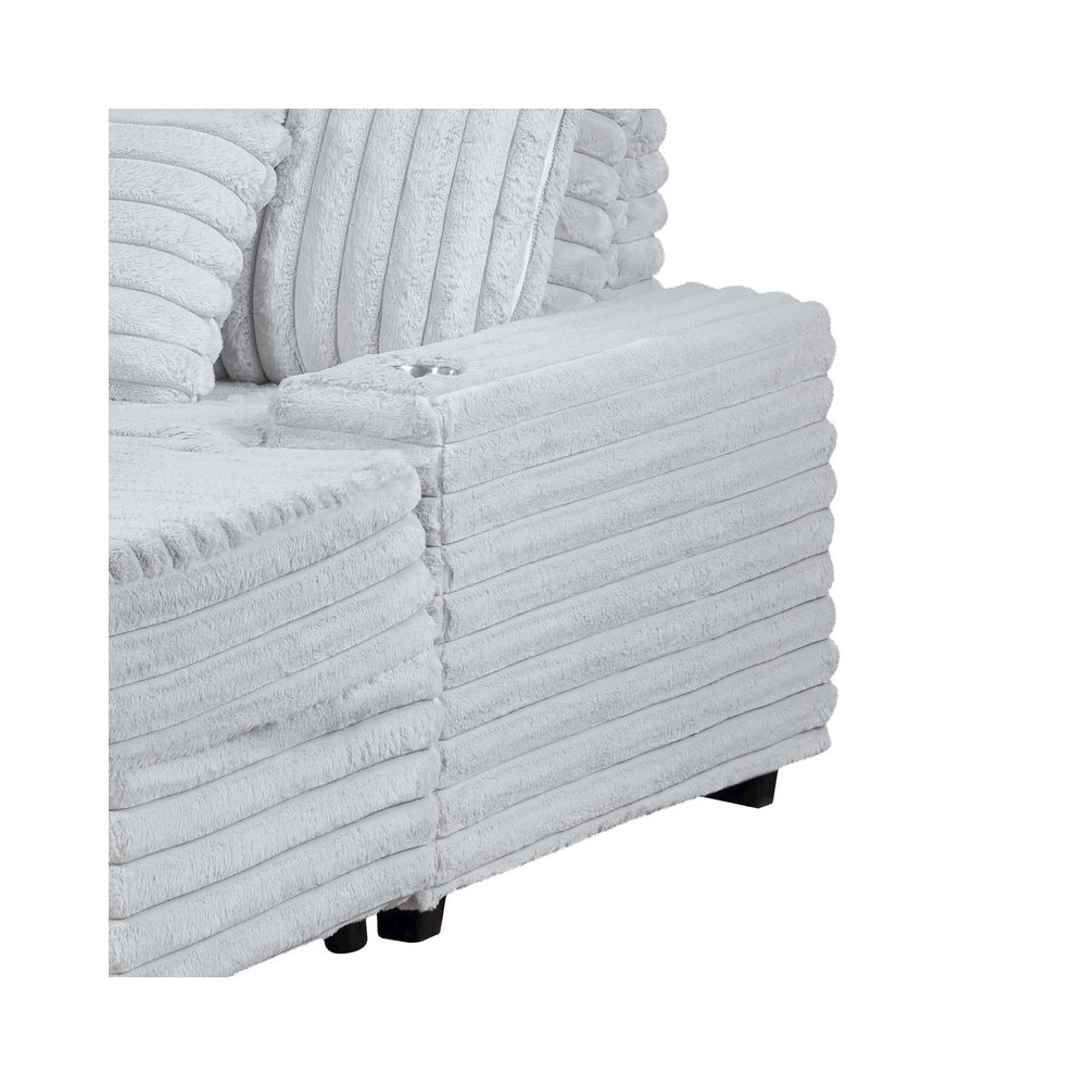 Symphony 67″W Light Gray Corduroy Oversized Sofa Chaise Lounge Chair