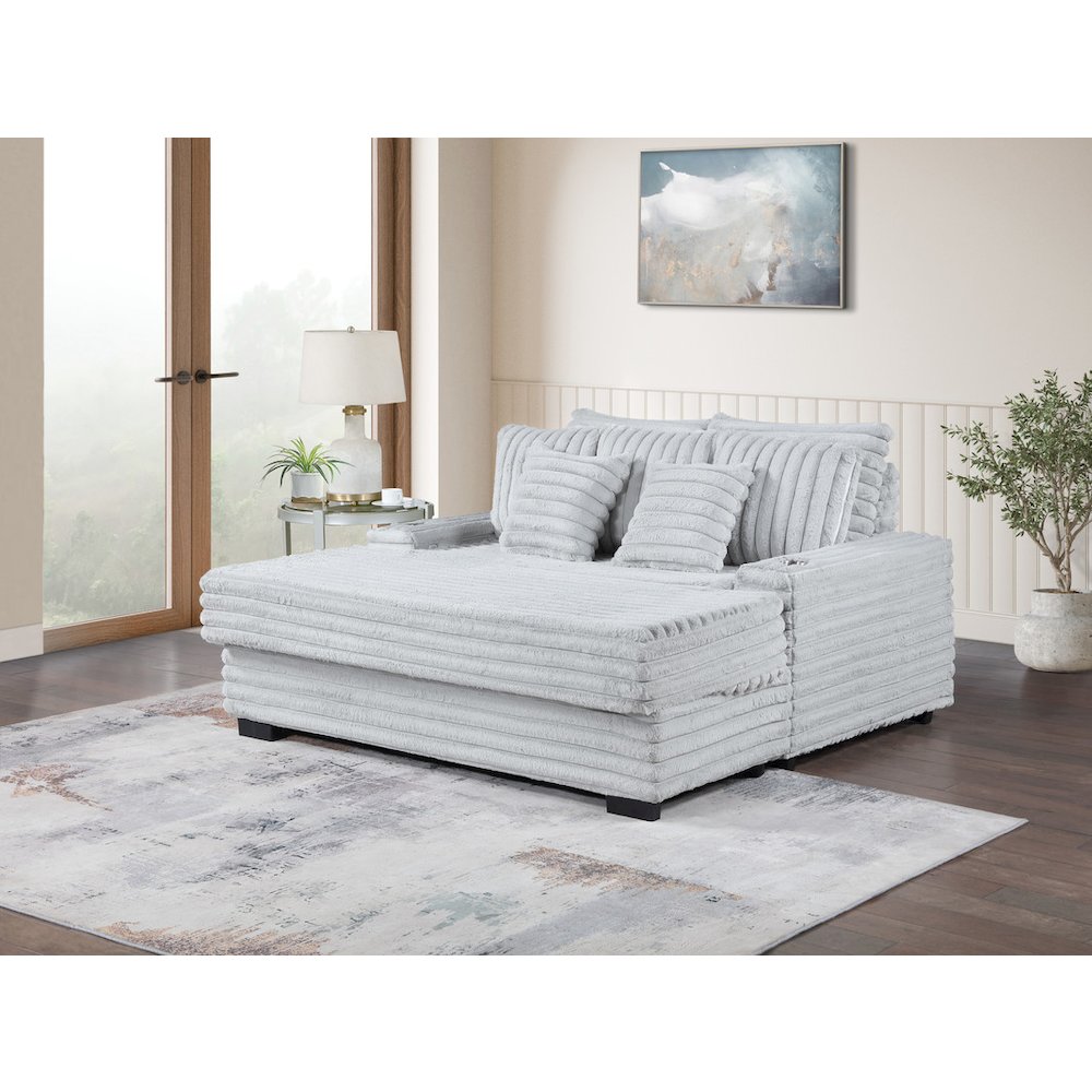 Symphony 67″W Light Gray Corduroy Oversized Sofa Chaise Lounge Chair