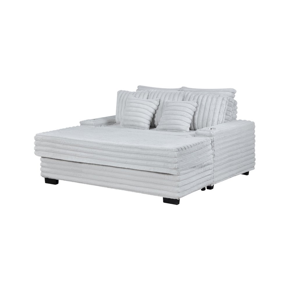 Symphony 67″W Light Gray Corduroy Oversized Sofa Chaise Lounge Chair