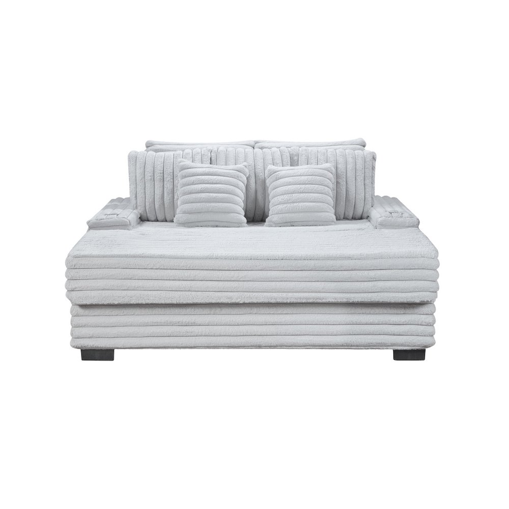 Symphony 67″W Light Gray Corduroy Oversized Sofa Chaise Lounge Chair