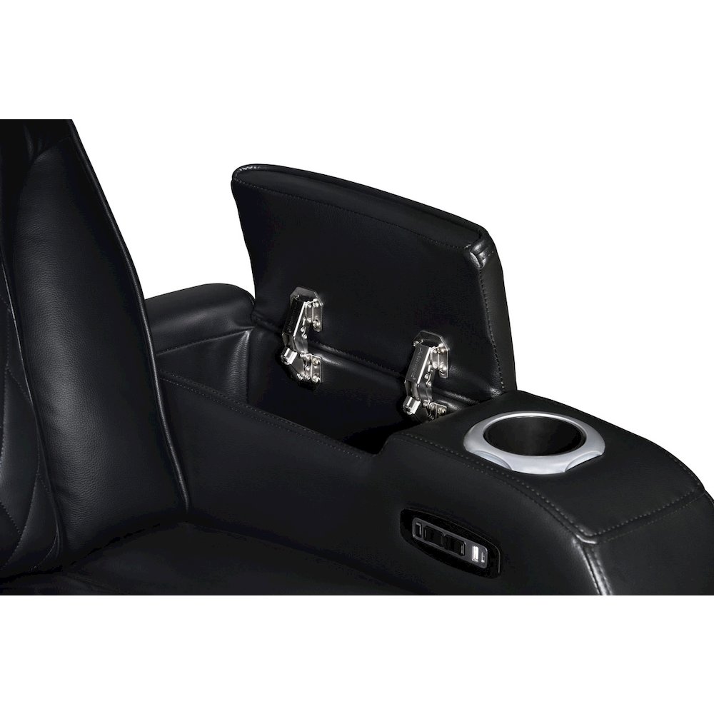 37″W Black Leather Aire Transformer Power Reclining Chair with Power Headrest