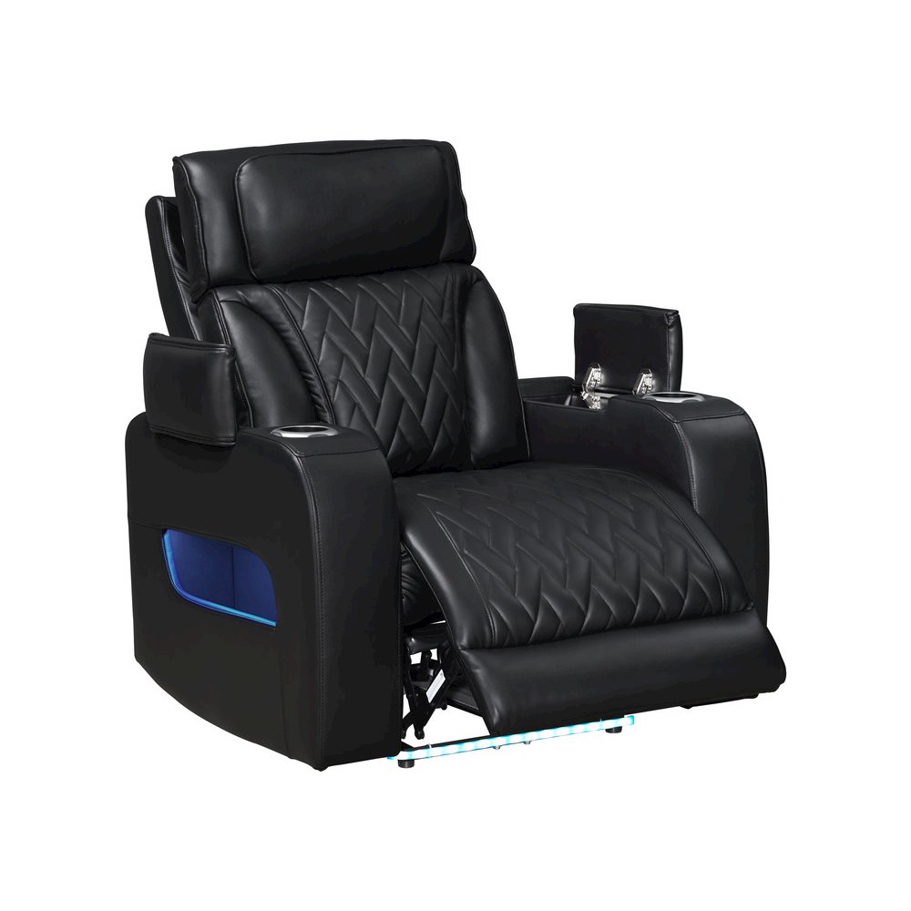 37″W Black Leather Aire Transformer Power Reclining Chair with Power Headrest