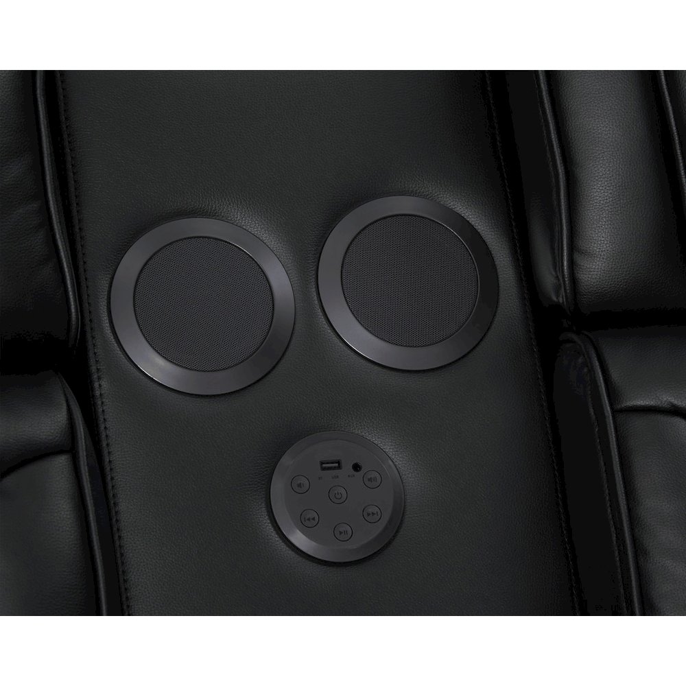 74″W Black Leather Aire Transformer Power Reclining Loveseat with Power Headrest