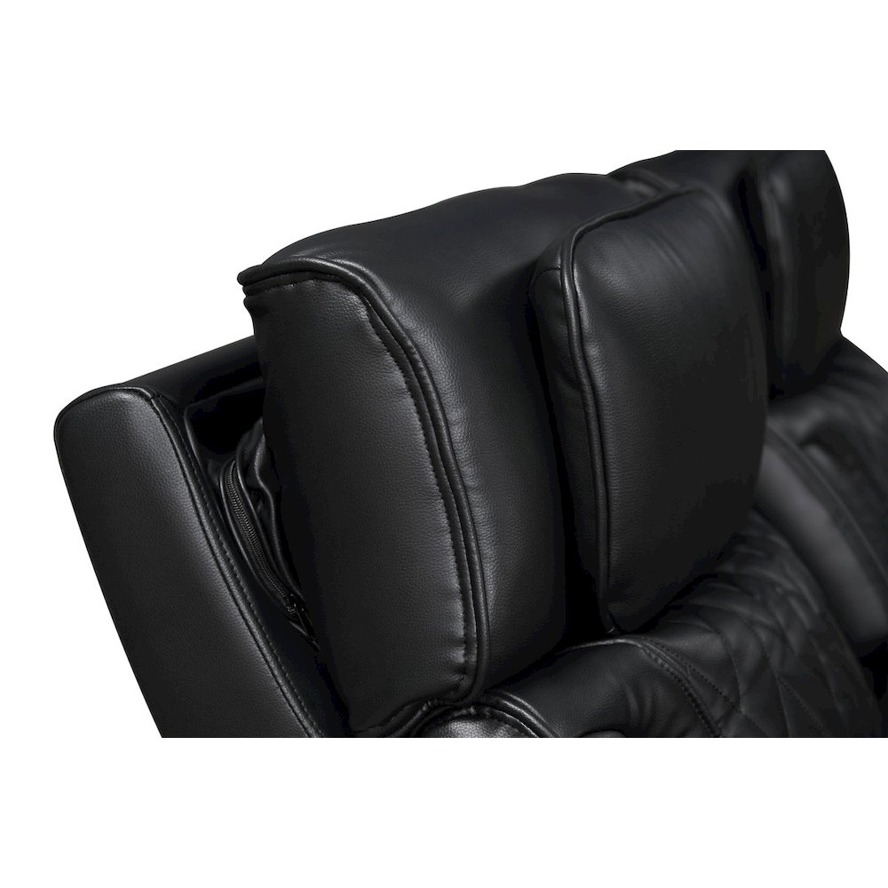 74″W Black Leather Aire Transformer Power Reclining Loveseat with Power Headrest