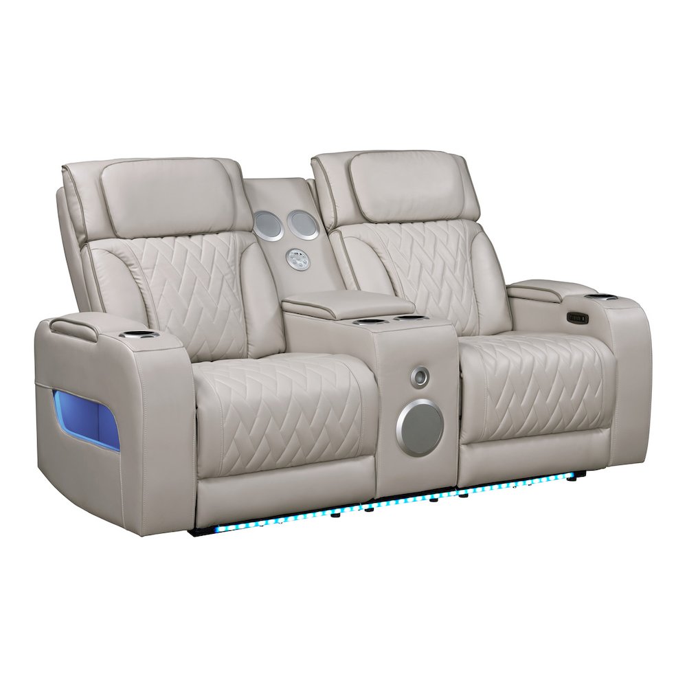 74″W Ice Leather Aire Transformer Power Reclining Loveseat with Power Headrest