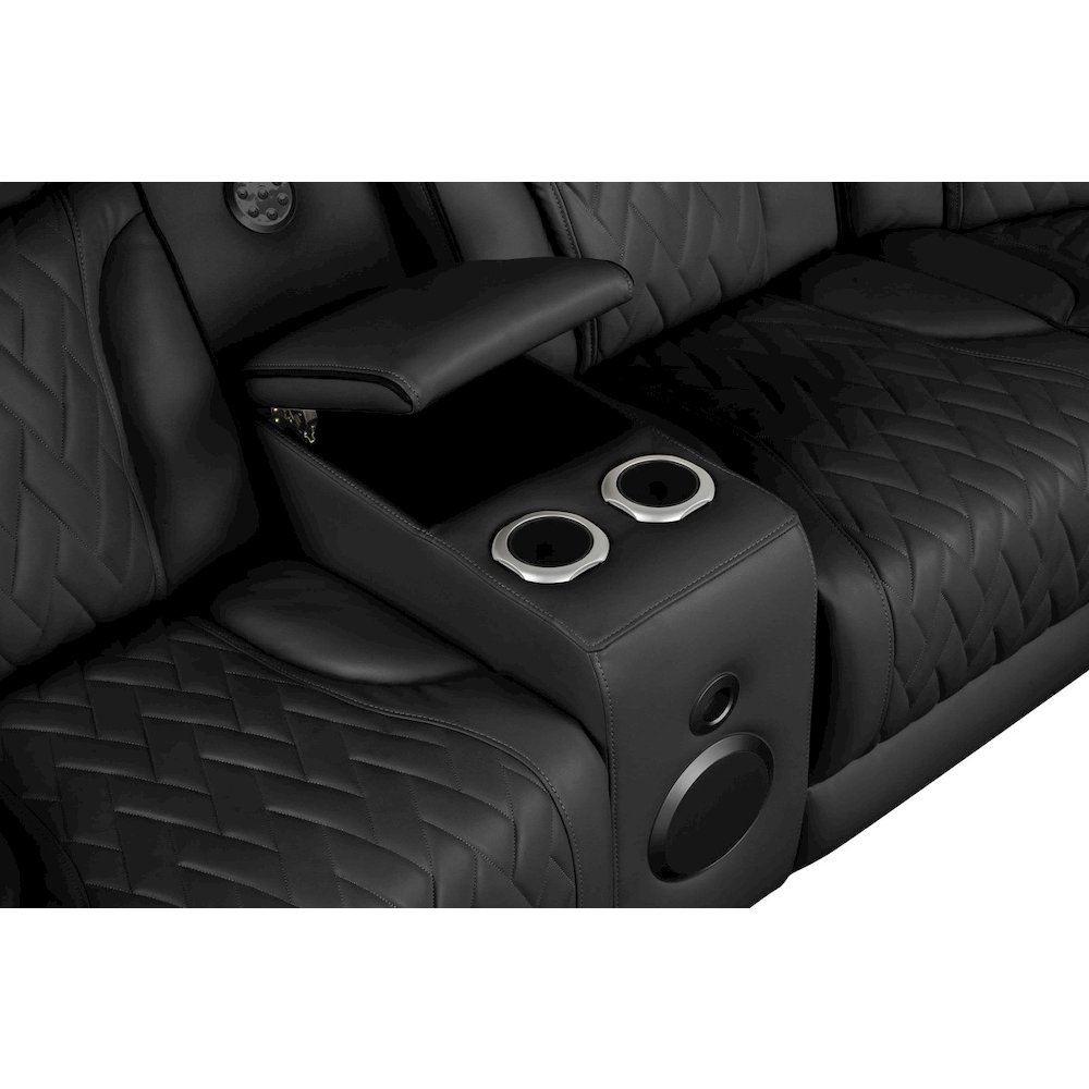 Jazz 117″W Black Leather Aire Transformer Power Reclining Sectional Sofa