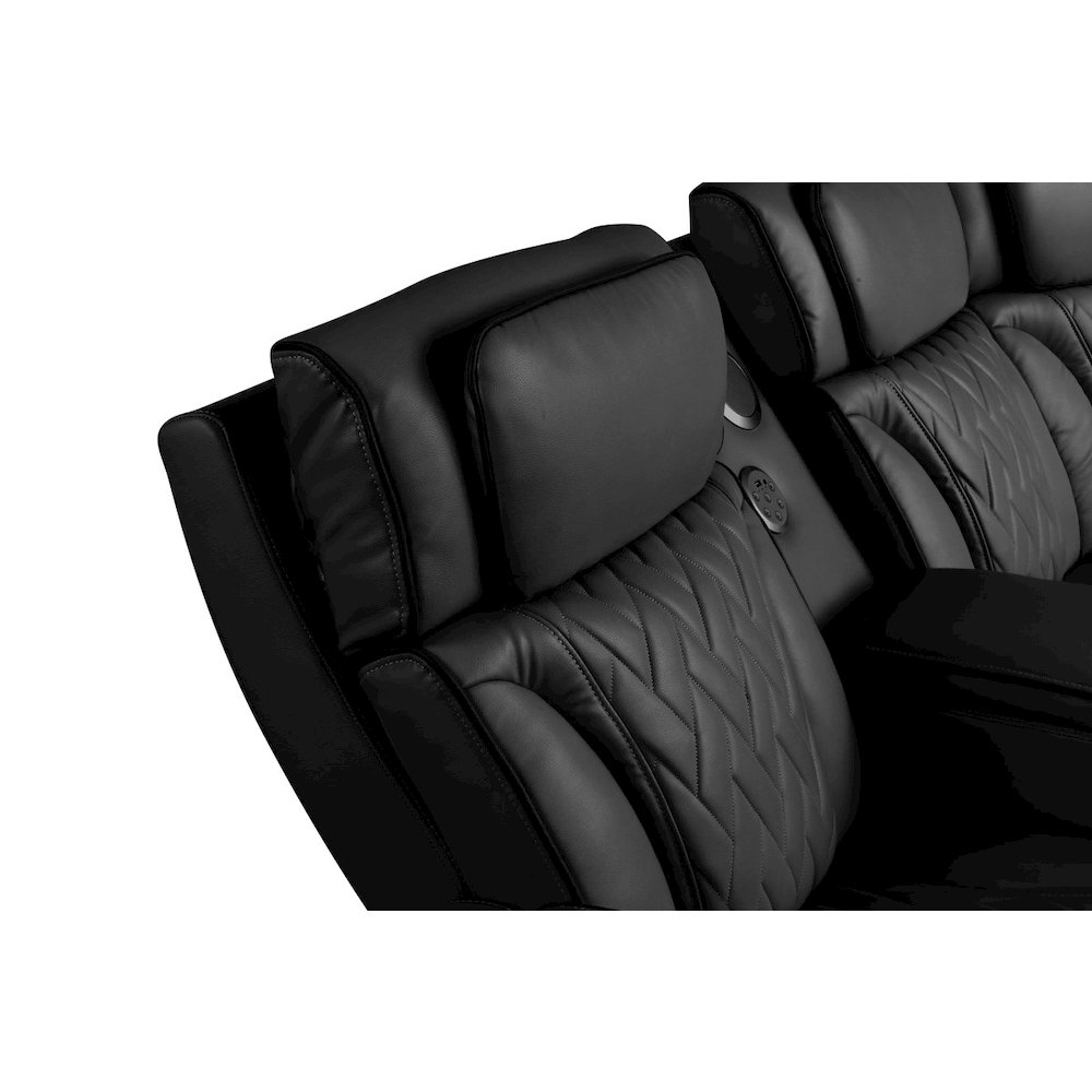 Jazz 117″W Black Leather Aire Transformer Power Reclining Sectional Sofa