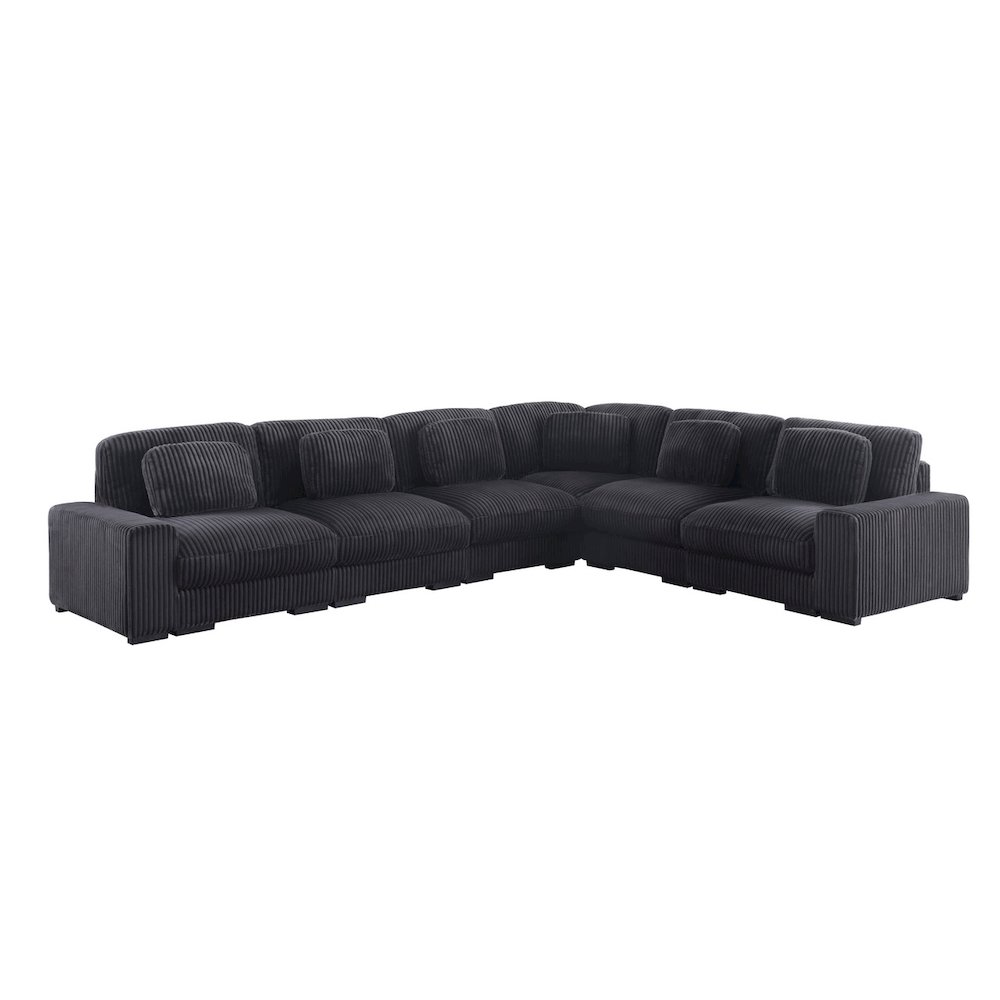 Sloane 151″W Charcoal Corduroy Fabric Reversible L-Shape Modular Sectional Sofa
