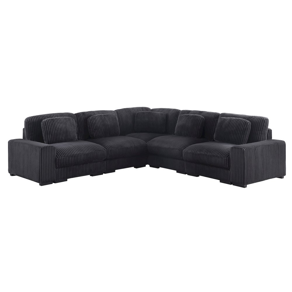 Sloane 117″W Charcoal Corduroy Fabric Reversible L-Shape Modular Sectional Sofa