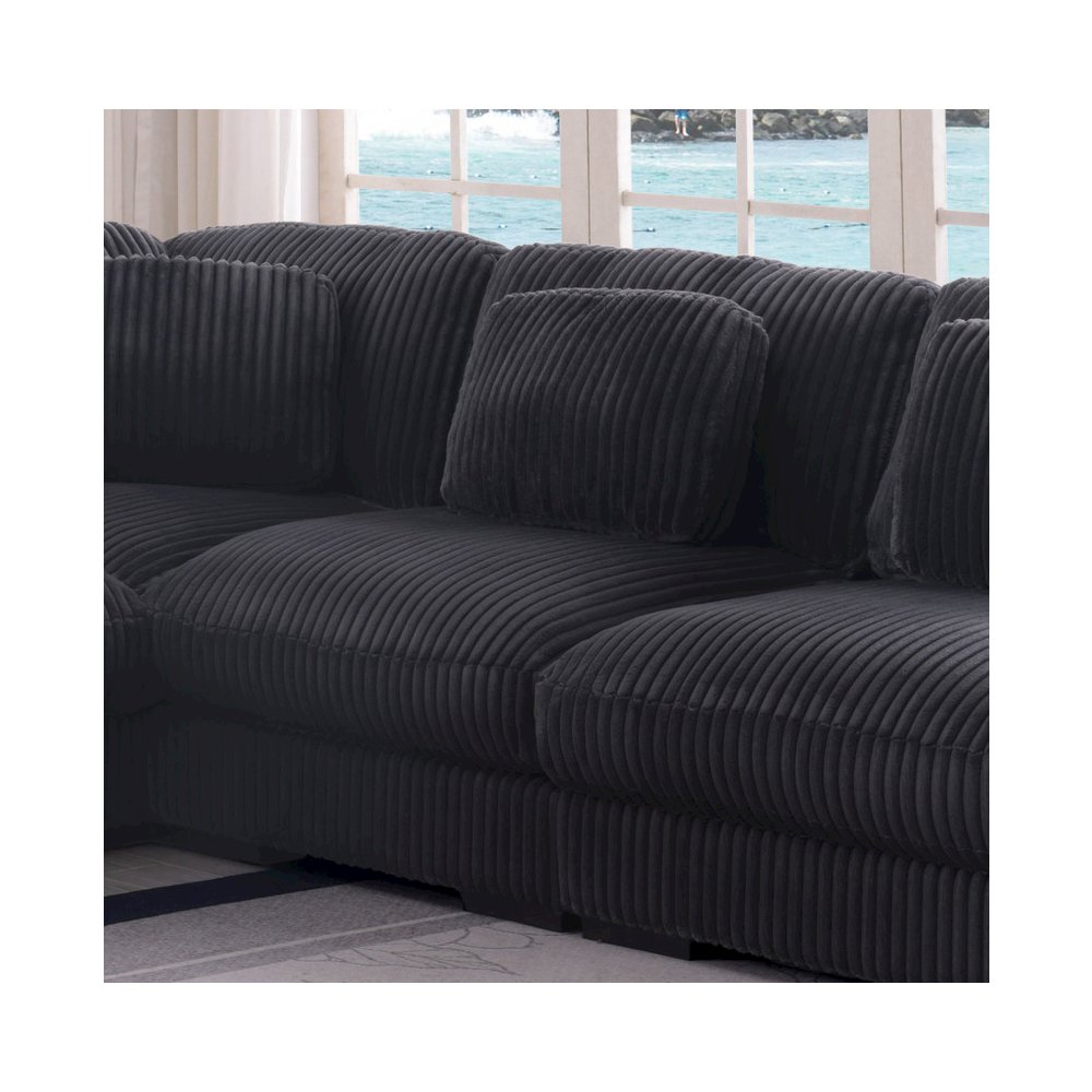 Sloane 151″W Charcoal Corduroy Fabric Reversible L-Shape Modular Sectional Sofa