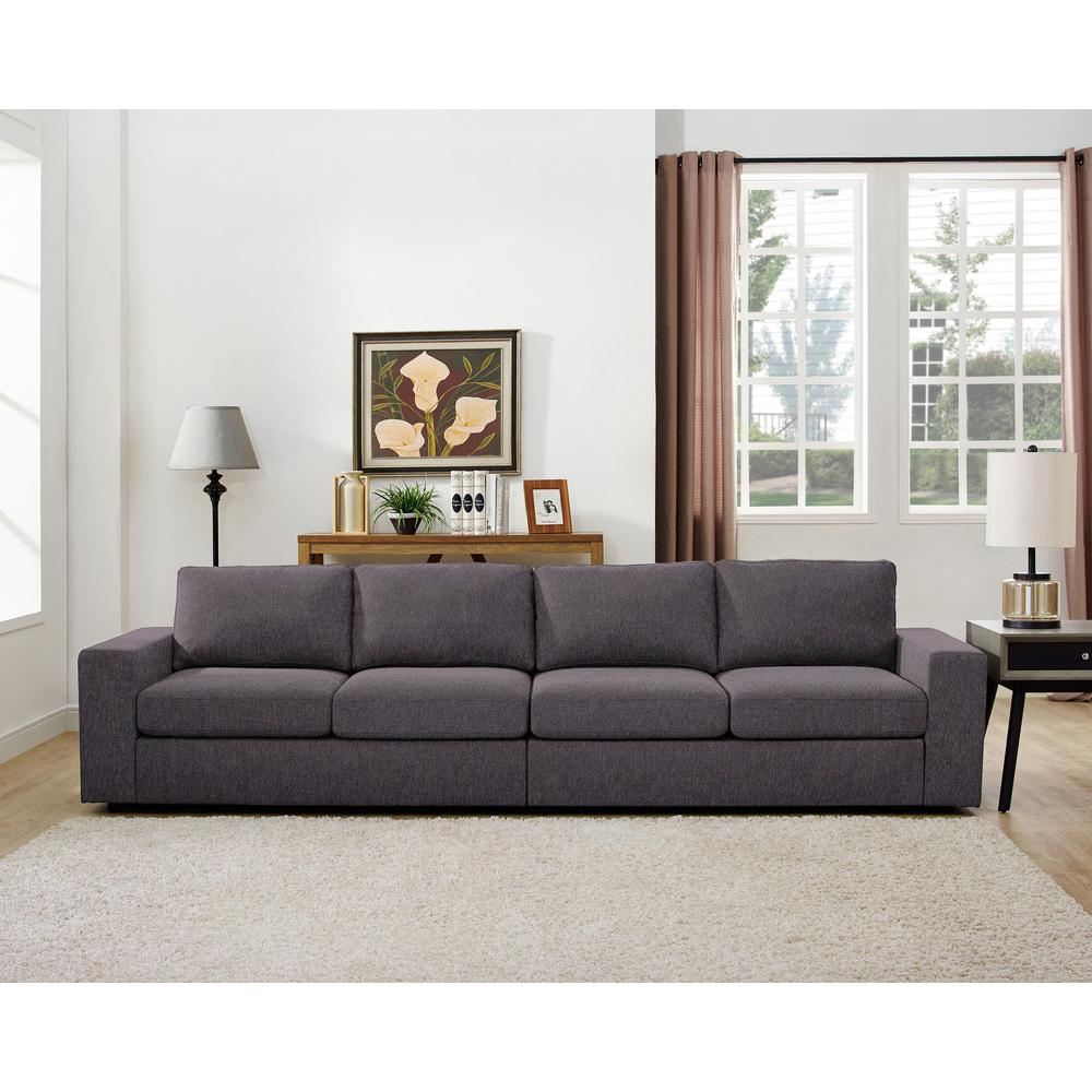 LILOLA Jules 4 Seater Sofa in Dark Gray Linen