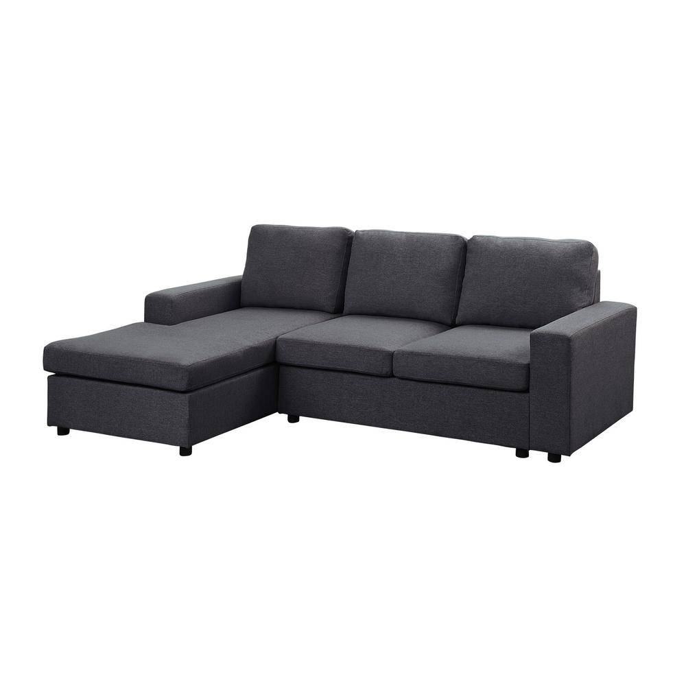 Aurelle Sofa with Reversible Chaise in Dark Gray Linen