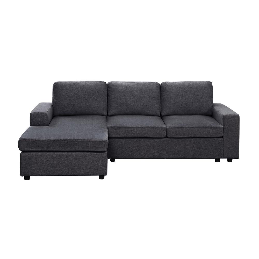 Aurelle Sofa with Reversible Chaise in Dark Gray Linen