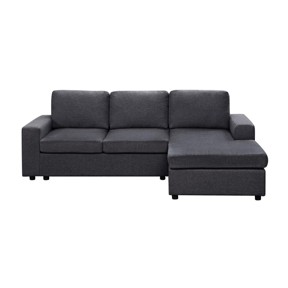 Aurelle Sofa with Reversible Chaise in Dark Gray Linen