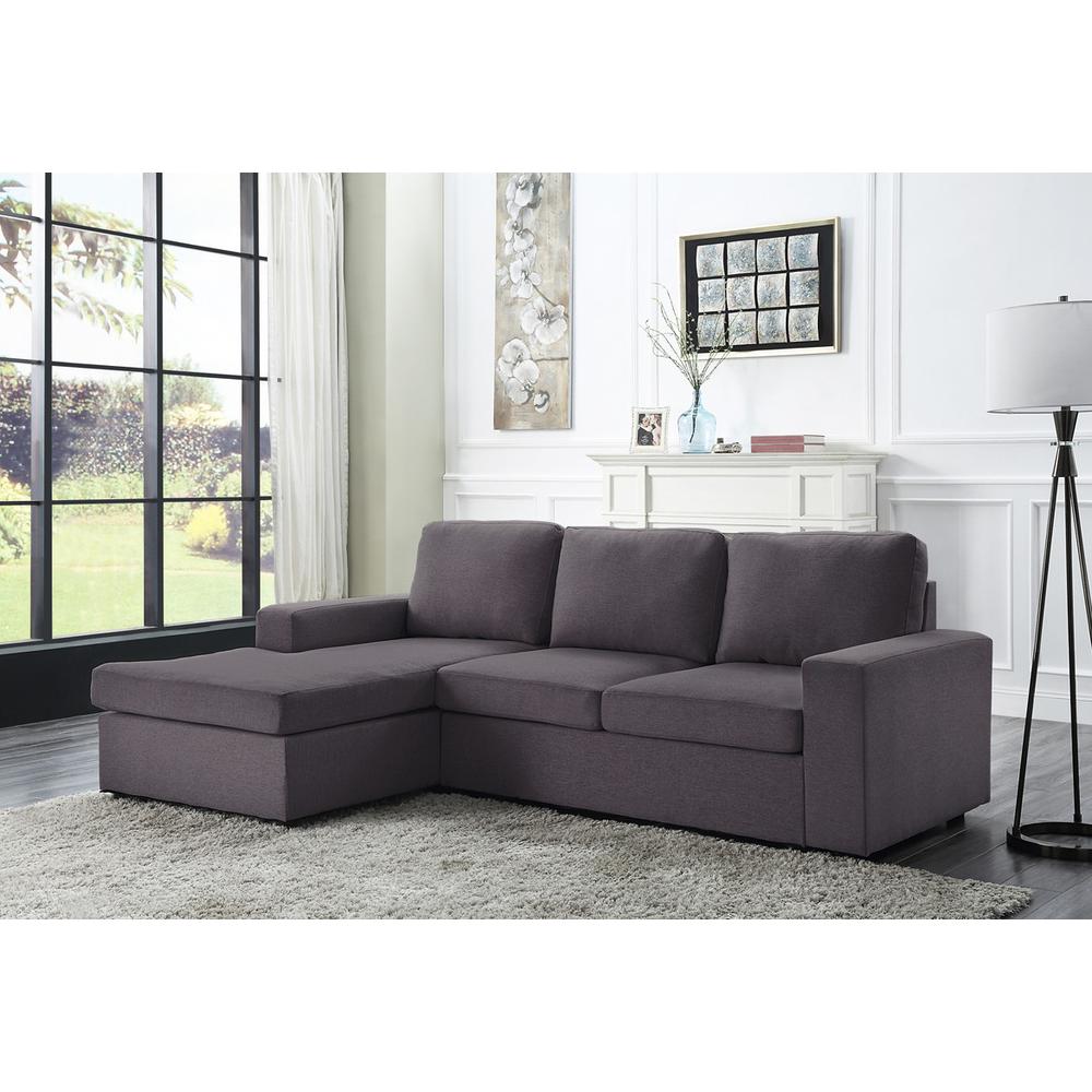 LILOLA Newlyn Sofa with Reversible Chaise in Dark Gray Linen