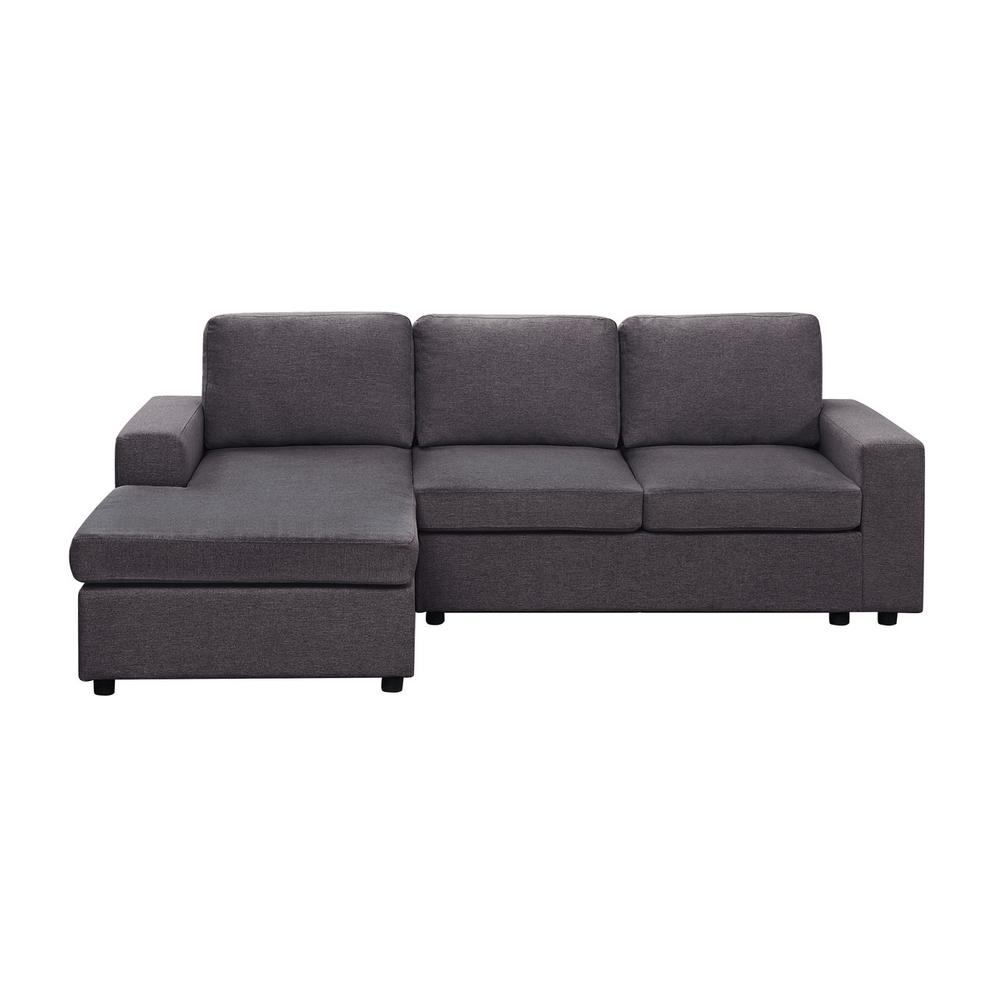 LILOLA Newlyn Sofa with Reversible Chaise in Dark Gray Linen