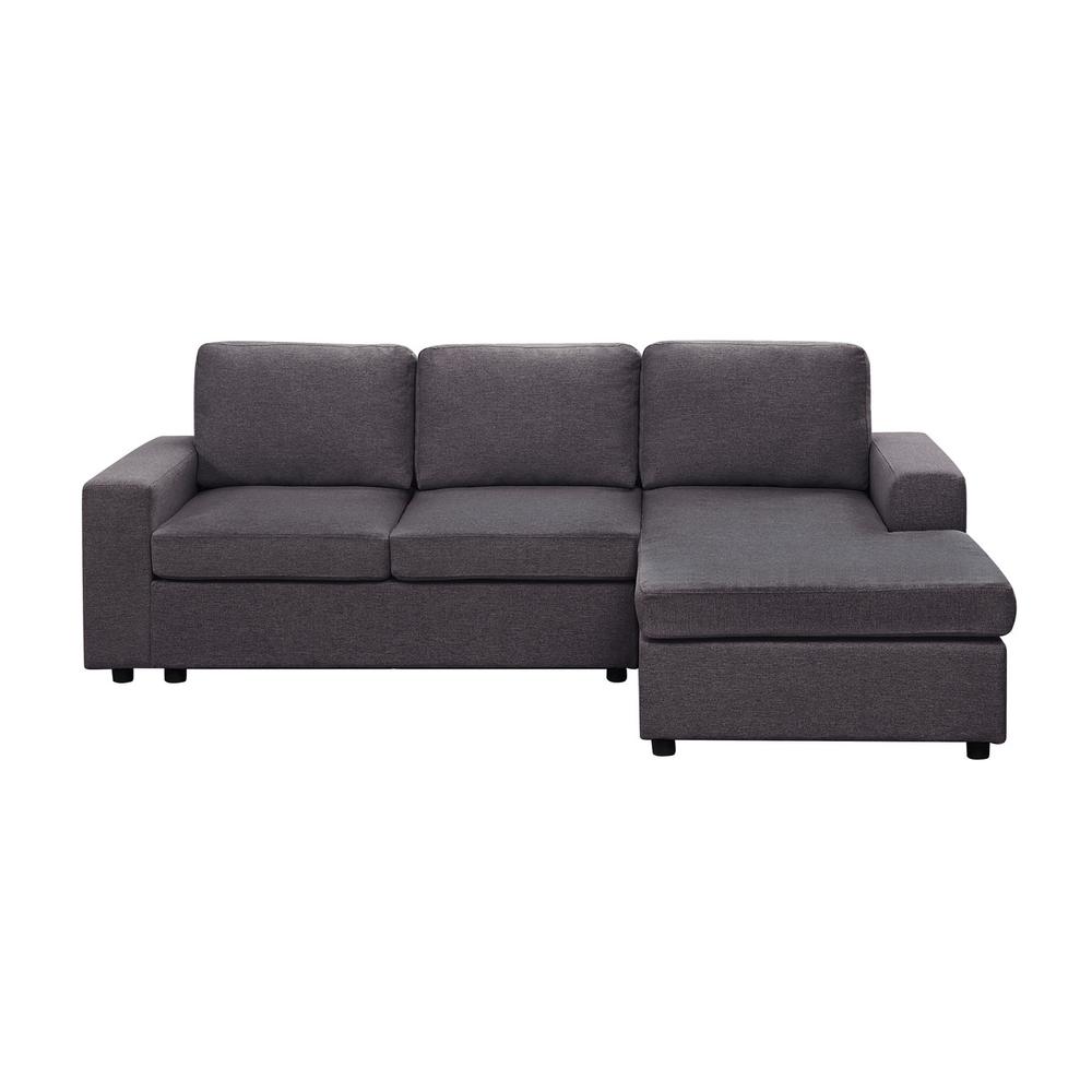 LILOLA Newlyn Sofa with Reversible Chaise in Dark Gray Linen