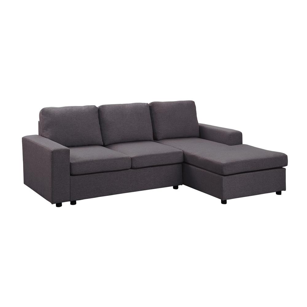 LILOLA Newlyn Sofa with Reversible Chaise in Dark Gray Linen