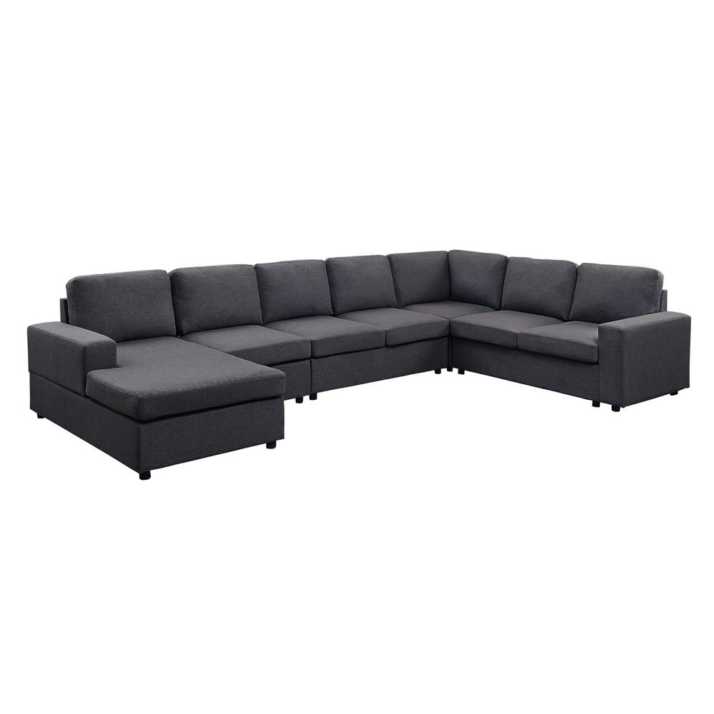 Hayden Modular Sectional Sofa with Reversible Chaise in Dark Gray Linen