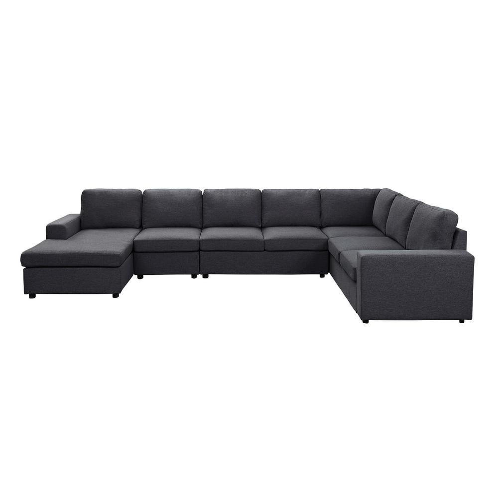Hayden Modular Sectional Sofa with Reversible Chaise in Dark Gray Linen