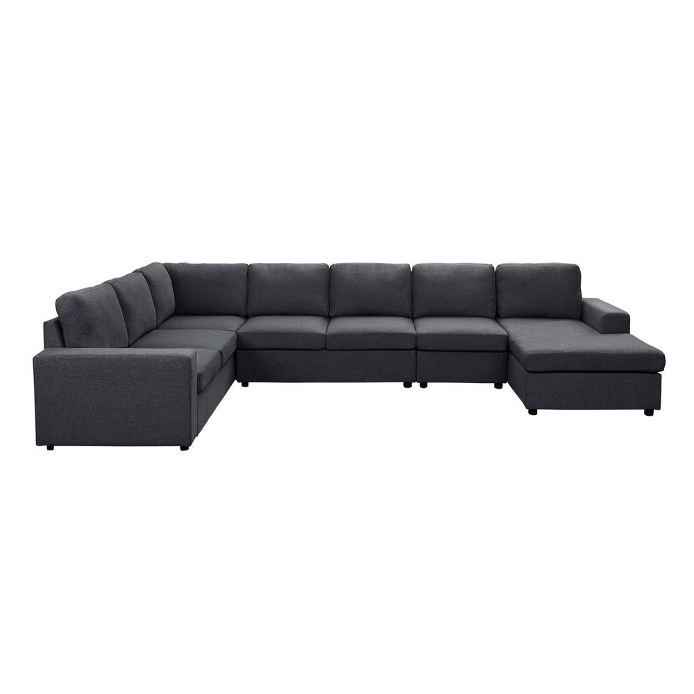 Hayden Modular Sectional Sofa with Reversible Chaise in Dark Gray Linen