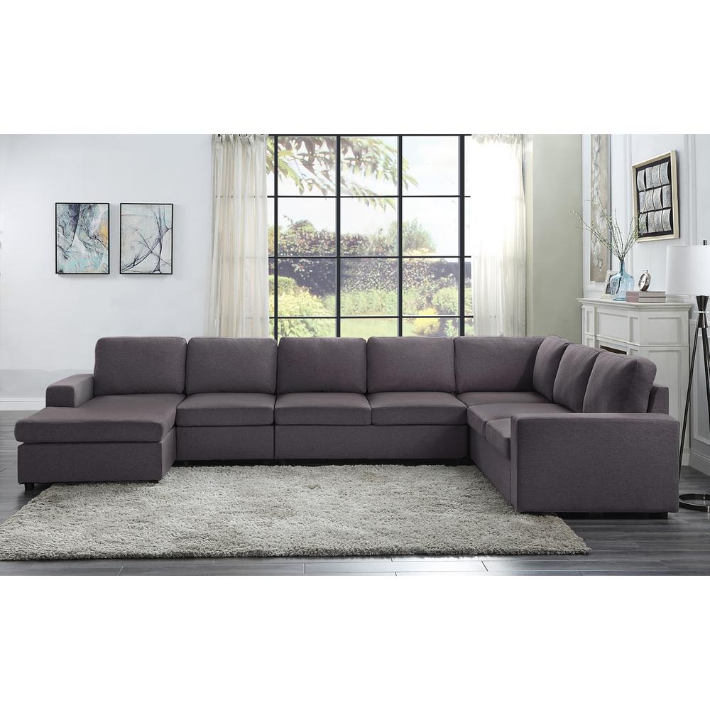 LILOLA Tifton Modular Sectional Sofa with Reversible Chaise in Dark Gray Linen