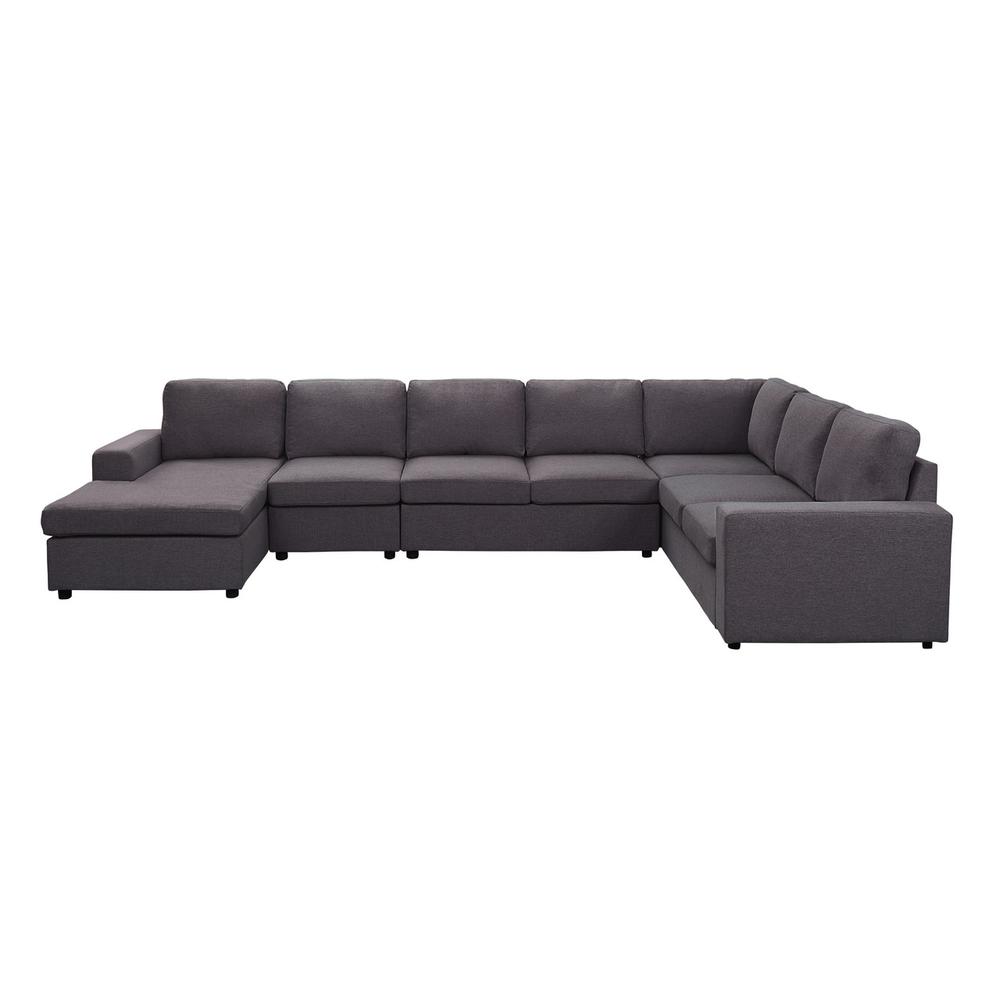 LILOLA Tifton Modular Sectional Sofa with Reversible Chaise in Dark Gray Linen