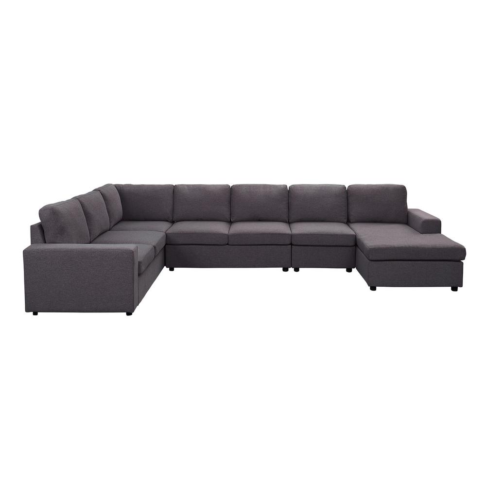 LILOLA Tifton Modular Sectional Sofa with Reversible Chaise in Dark Gray Linen