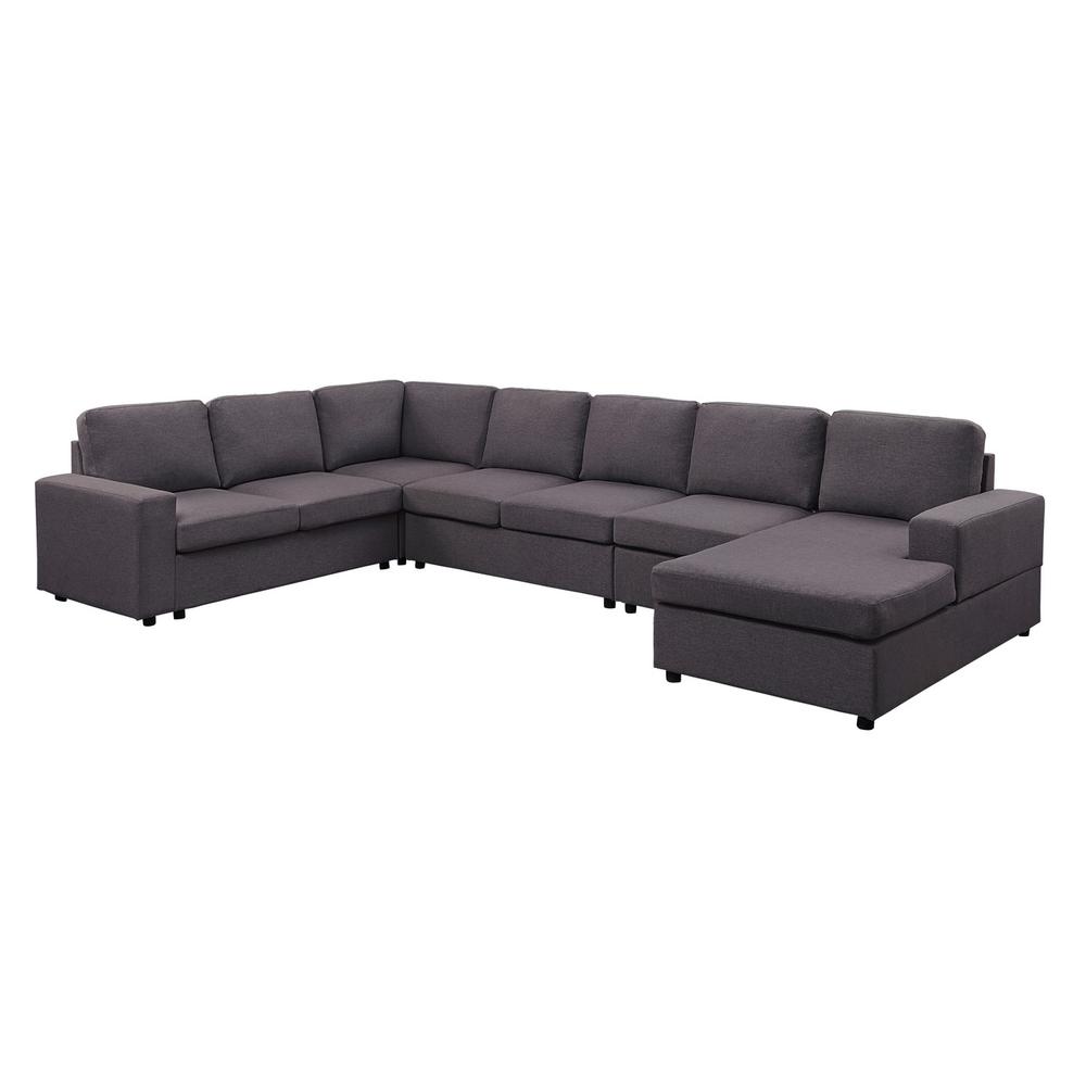 LILOLA Tifton Modular Sectional Sofa with Reversible Chaise in Dark Gray Linen