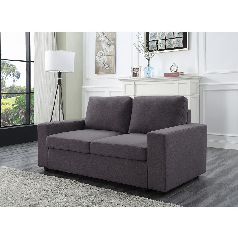 LILOLA Brenton Loveseat in Dark Gray Linen