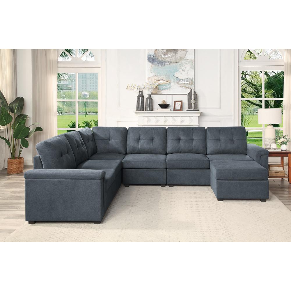 7-Seater Sectional Sofa with Ottoman