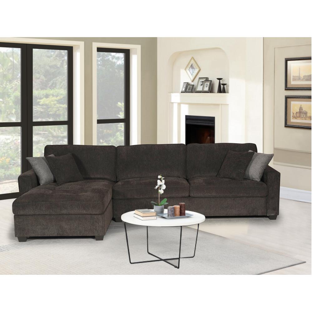 Polaris Black Chenille 125″W Reversible Sectional Sofa