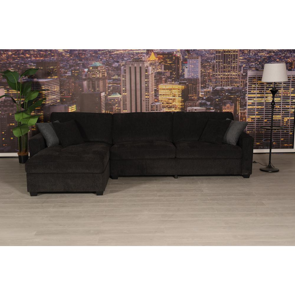 Polaris Black Chenille 125″W Reversible Sectional Sofa