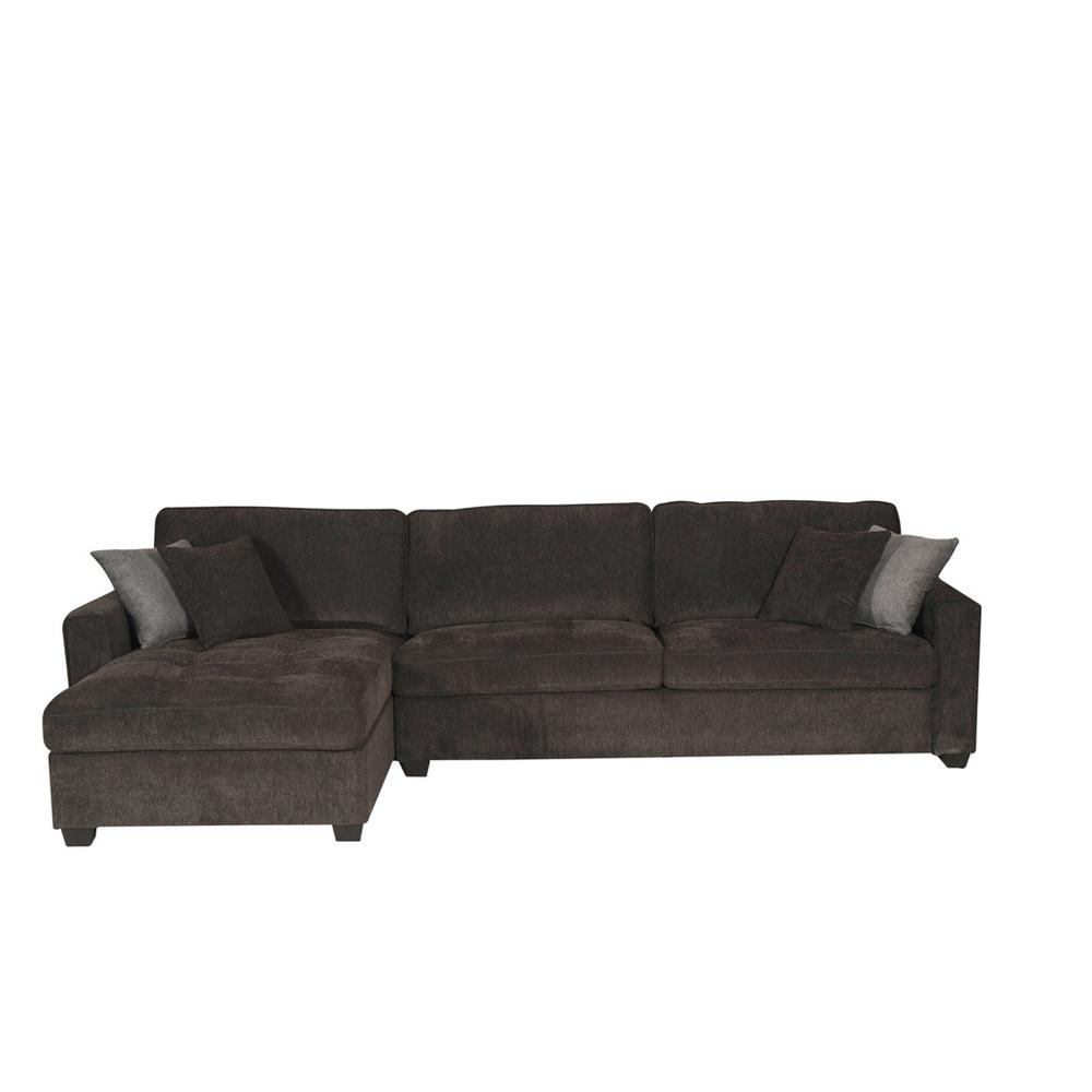 Polaris Black Chenille 125″W Reversible Sectional Sofa