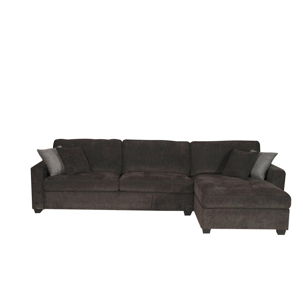Polaris Black Chenille 125″W Reversible Sectional Sofa