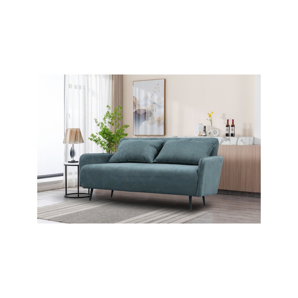 Lawson 61″W Gray Fabric Convertible Loveseat Sleeper with Pillows