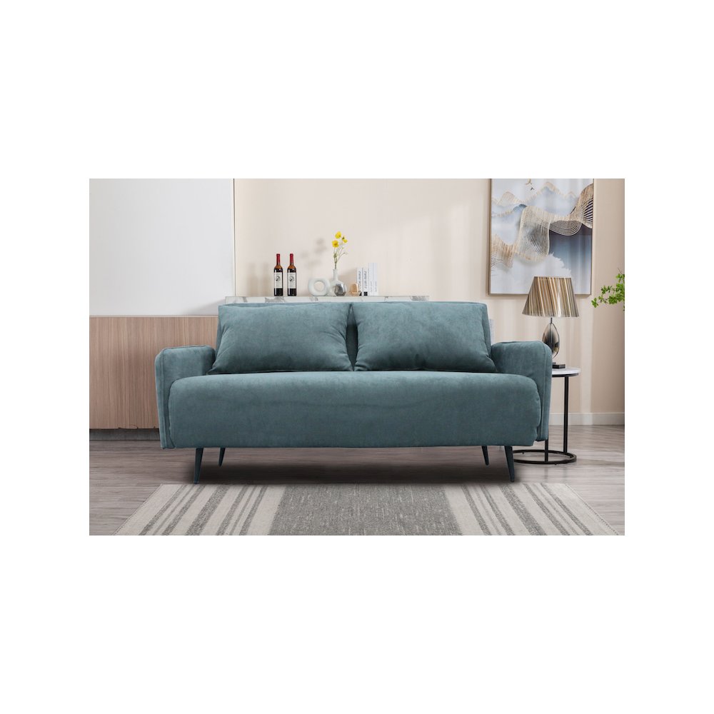 Lawson 61″W Gray Fabric Convertible Loveseat Sleeper with Pillows