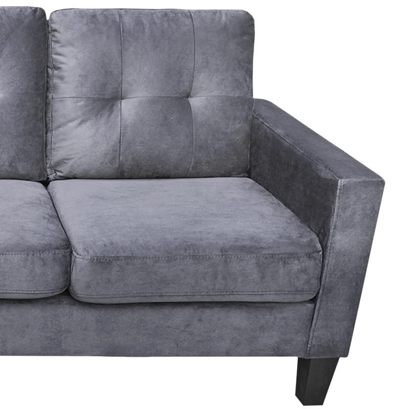 Gray Velvet Reversible Sectional Sofa Chaise