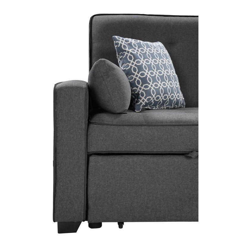 70″W Modern Gray Fabric Sleeper Sofa with 2 USB Charging Ports and 4 Pillows