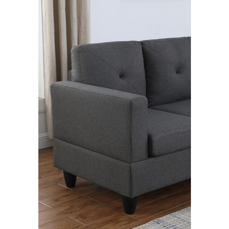 Santiago Dark Gray Linen Sectional Sofa with Right Facing Chaise