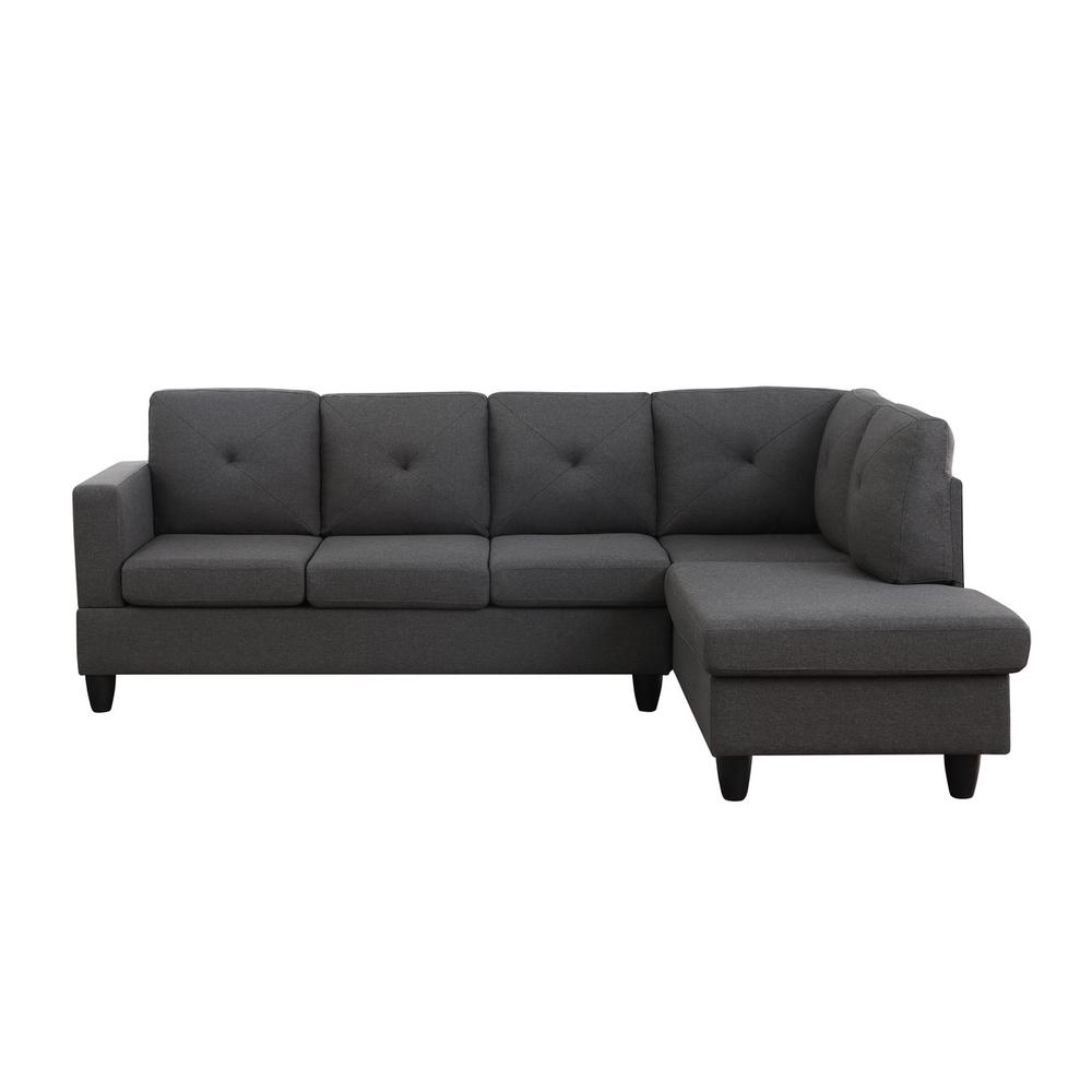 Santiago Dark Gray Linen Sectional Sofa with Right Facing Chaise
