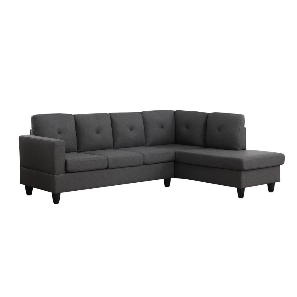 Santiago Dark Gray Linen Sectional Sofa with Right Facing Chaise