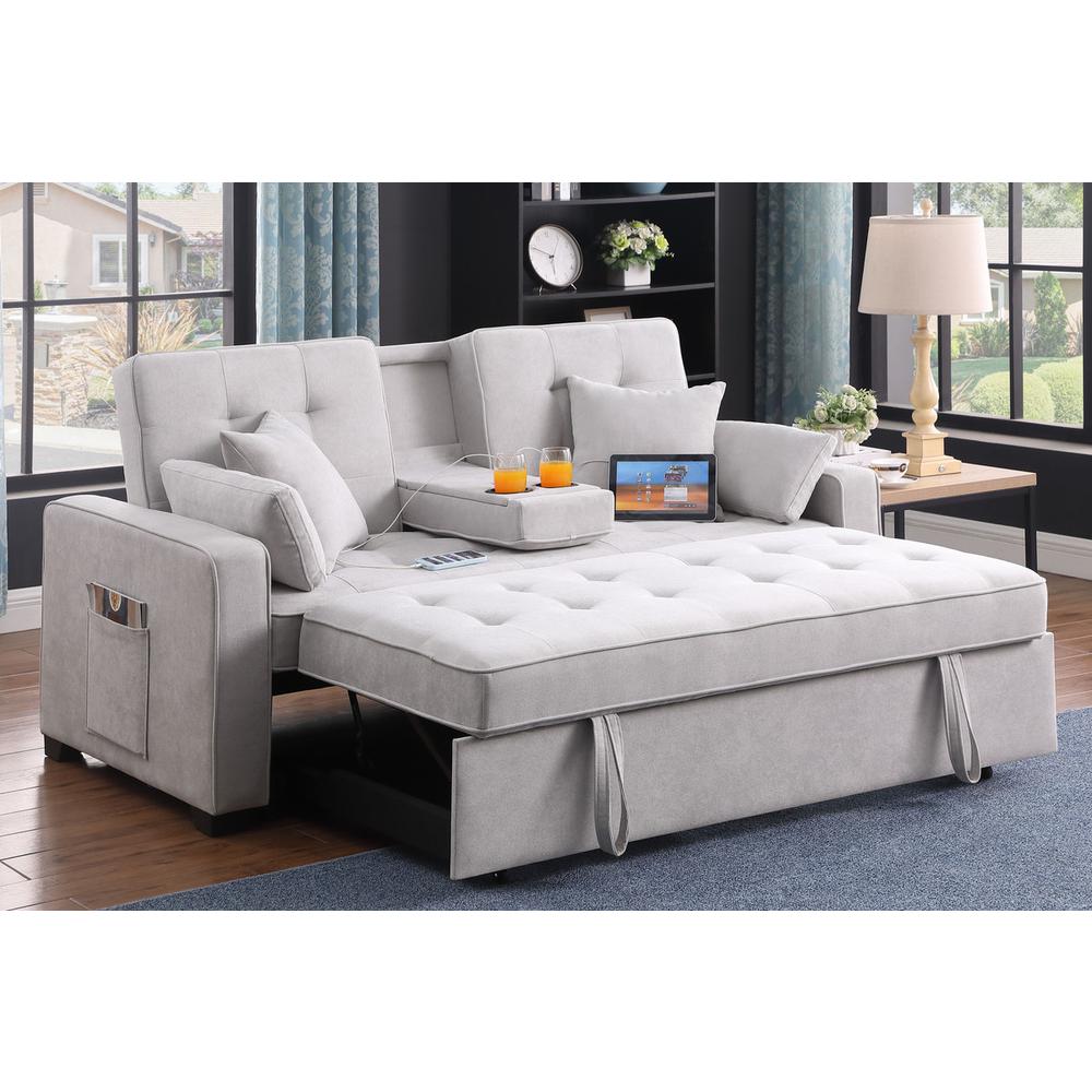 Cody II 69.5″W Light Gray Woven Fabric Convertible Sleeper Loveseat