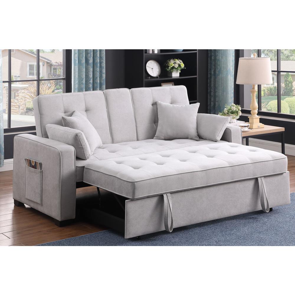 Cody II 69.5″W Light Gray Woven Fabric Convertible Sleeper Loveseat
