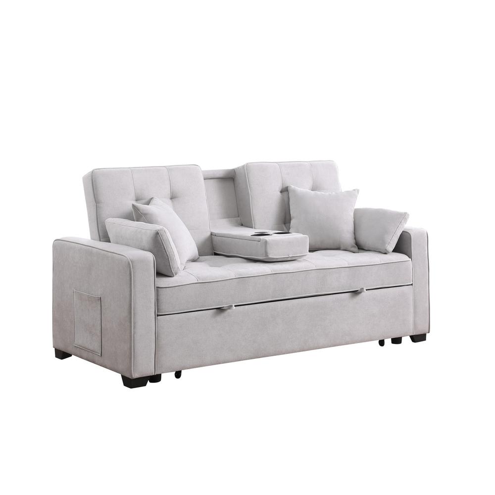 Cody II 69.5″W Light Gray Woven Fabric Convertible Sleeper Loveseat