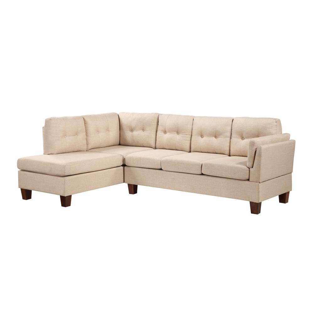 Dalia Khaki Linen Modern Sectional Sofa with Left Facing Chaise