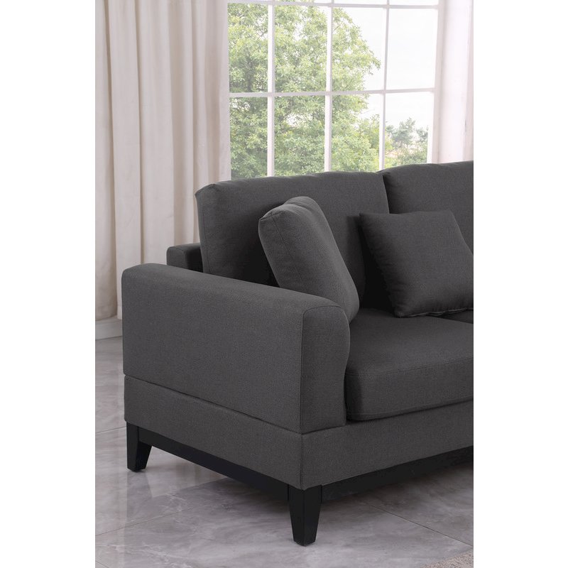 Redford 131.5″W Dark Gray Linen Fabric Sectional Sofa with Right Facing Chaise