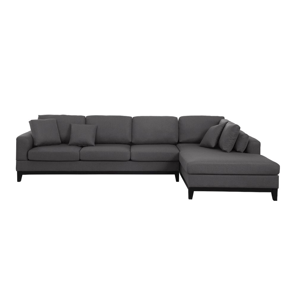 Redford 131.5″W Dark Gray Linen Fabric Sectional Sofa with Right Facing Chaise