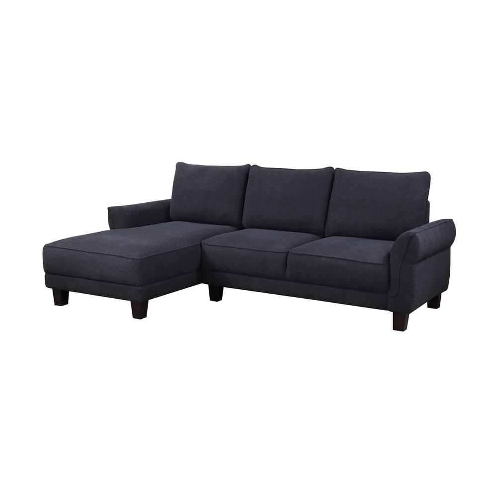 Black Sherpa Sectional Sofa with Left-Facing Chaise